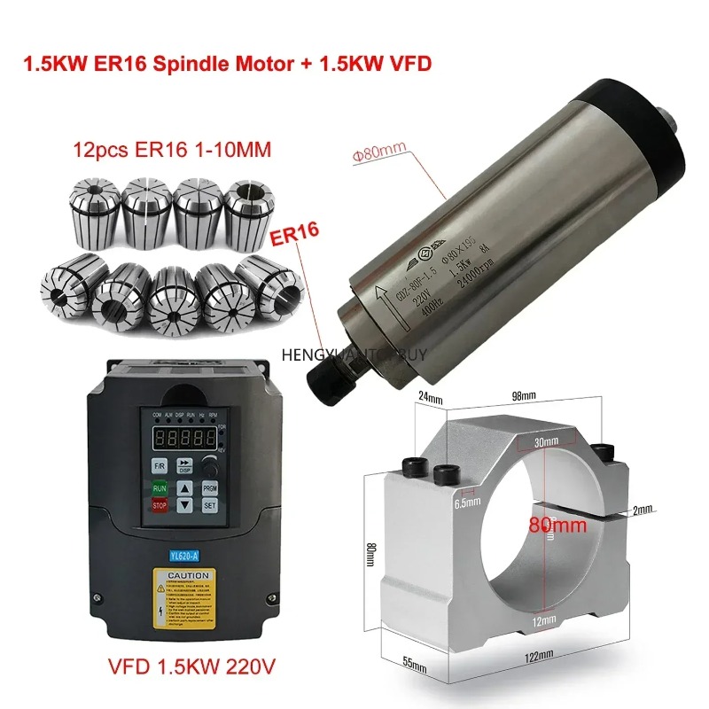 Er20 Collet Chuck Spindle Motor 220V - Kit de Motor de Husillo Refrigerado