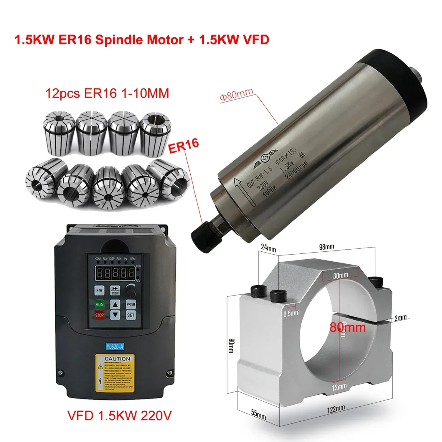 Kit de Motor de Husillo CNC Re - Er20 Collet Chuck Spindle Motor 220V reseña y precio