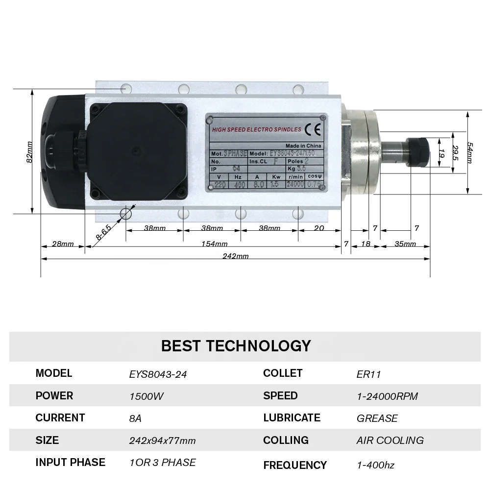 HLTNC 1.5kw Motor de Husillo R - Air Cooled 1.5Kw Spindle Motor Inverter 110V reseña y precio