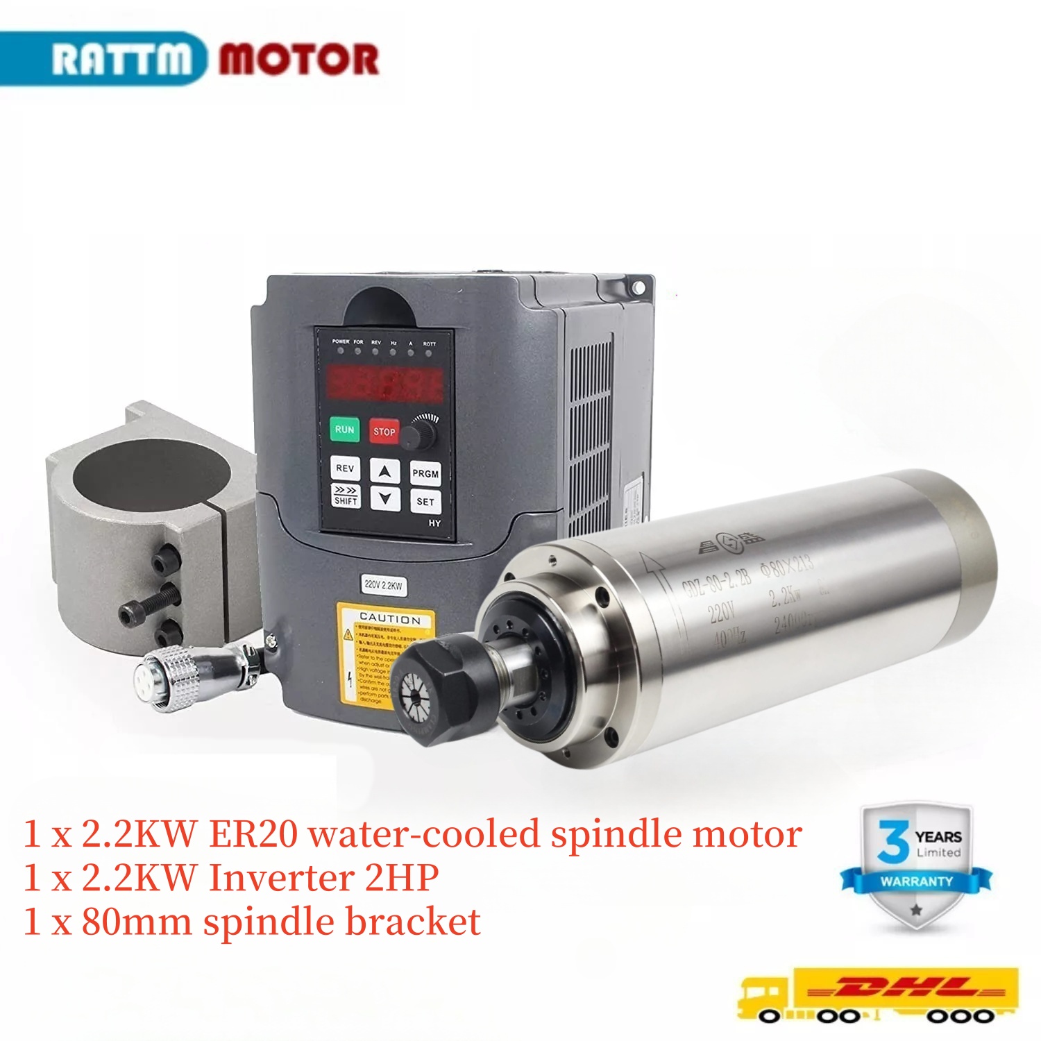 2.2KW 110V o 220V 8A GDZ-80-2. - 2.2Kw Water Cooled Spindle Kit Vfd reseña y precio